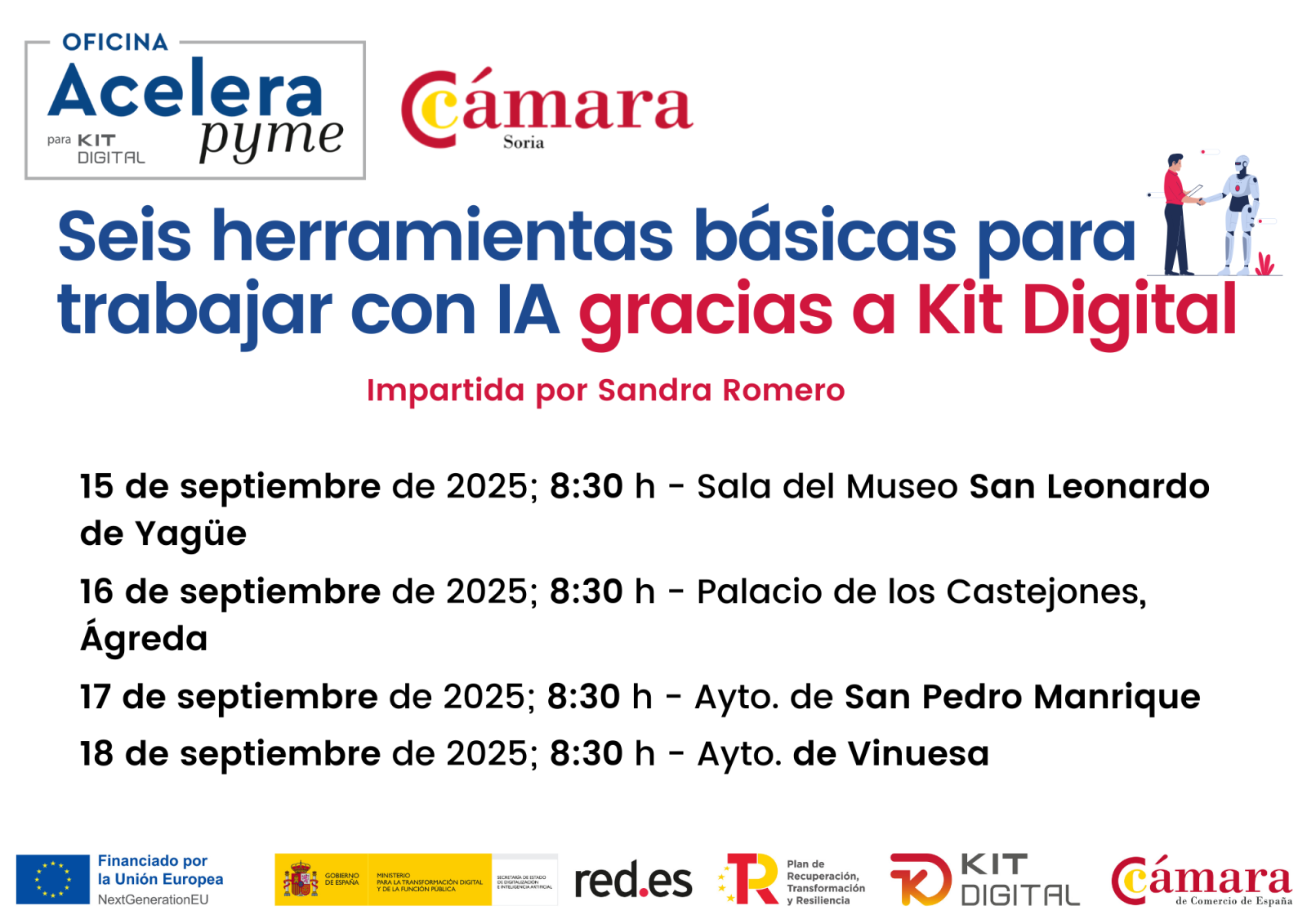 La Cámara acerca la Inteligencia Artificial a las pymes de la provincia con jornadas prácticas en Almazán, San Leonardo, Ágreda,  San Pedro Manrique y Vinuesa