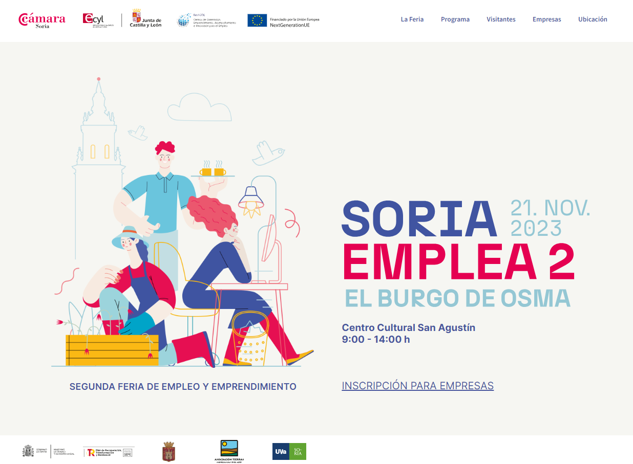 La Cámara organiza la II Feria de Empleo y Emprendimiento de Soria, en esta ocasión, en El Burgo de Osma