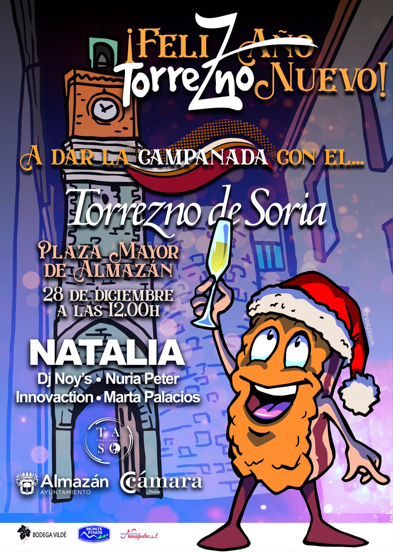 Almazán despedirá el año el día 28 de diciembre con las campanadas de Torrezno de Soria y una gran fiesta musical