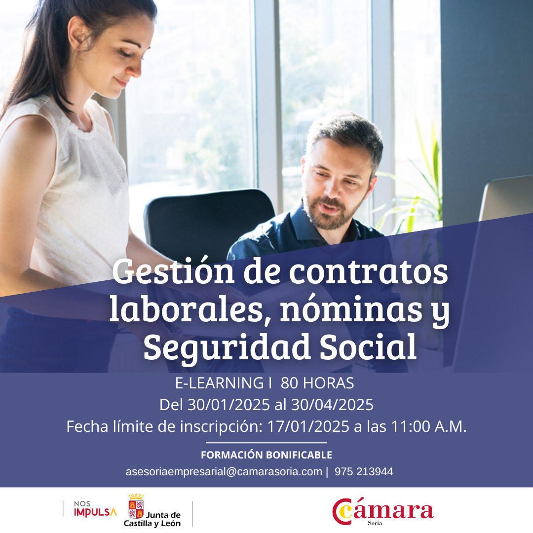 Curso Gestión de contratos laborales, nóminas y Seguridad Social