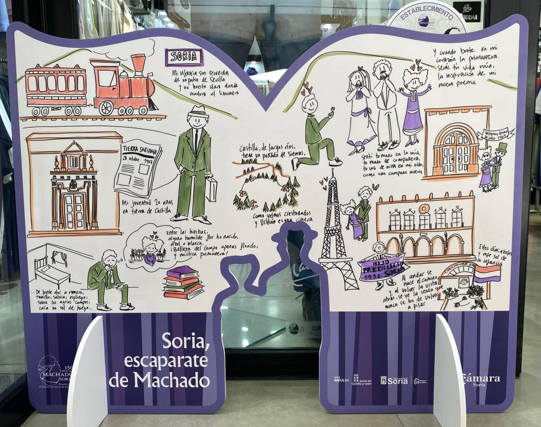 Copiplan y Dishom ganan el concurso de los libros decorados de ‘Soria, escaparate de Machado’ en los comercios de la ciudad