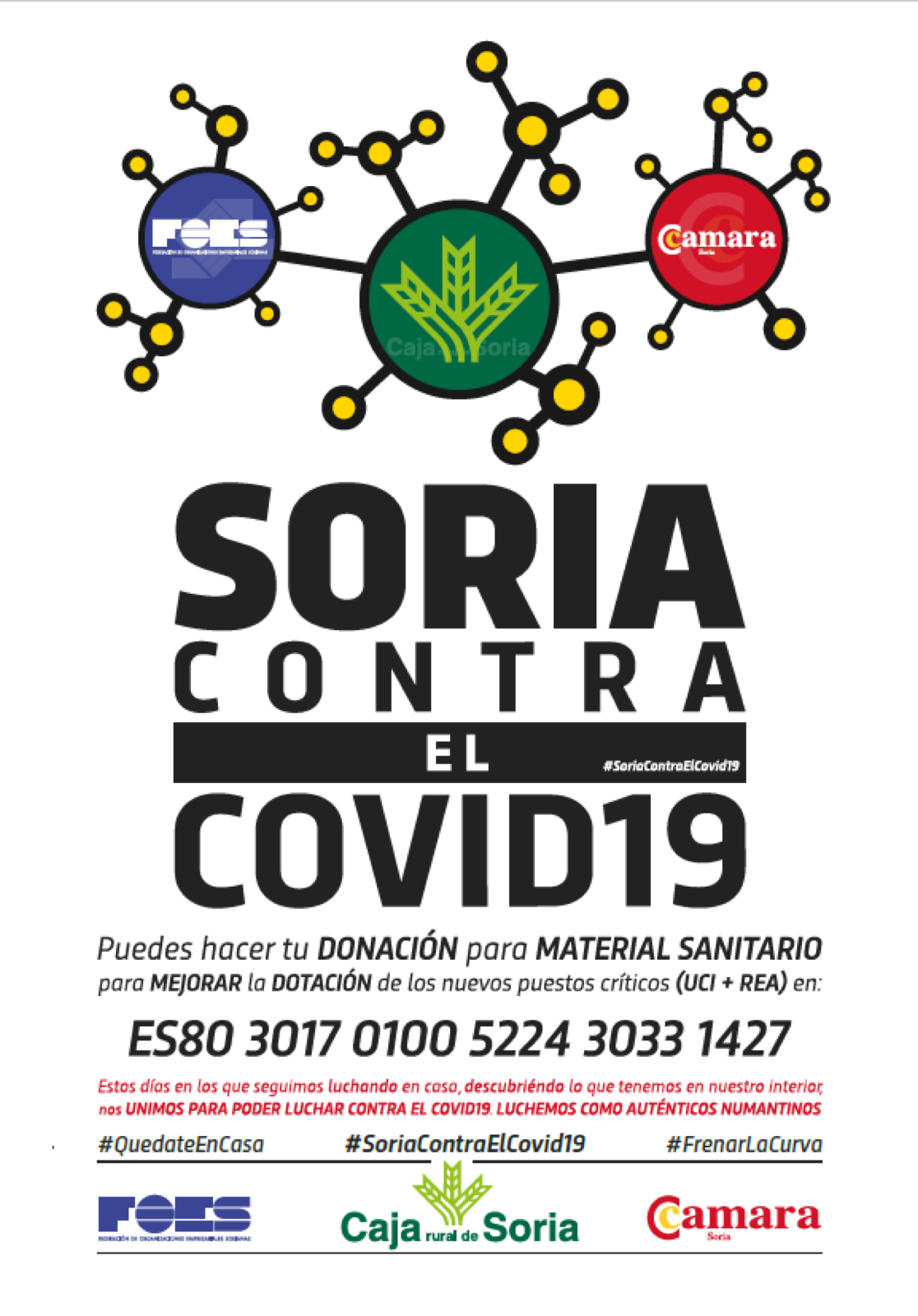 Caja Rural, la Cámara de Comercio y FOES lanzan la acción solidaria: SORIA CONTRA EL COVID-19