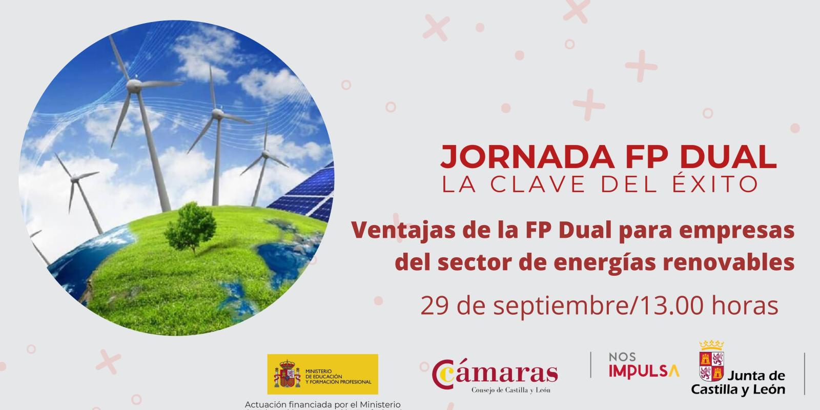 La Cámara de Comercio de Soria organiza el próximo 29 de septiembre una jornada sobre la empleabilidad que genera la FP Dual centrada en el sector de las energías renovables